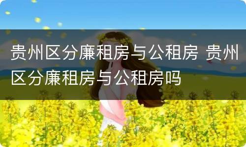 贵州区分廉租房与公租房 贵州区分廉租房与公租房吗