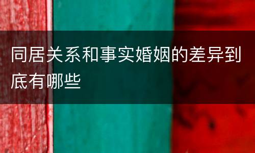 同居关系和事实婚姻的差异到底有哪些