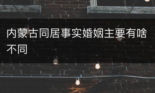 内蒙古同居事实婚姻主要有啥不同