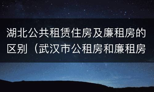 湖北公共租赁住房及廉租房的区别（武汉市公租房和廉租房区别）