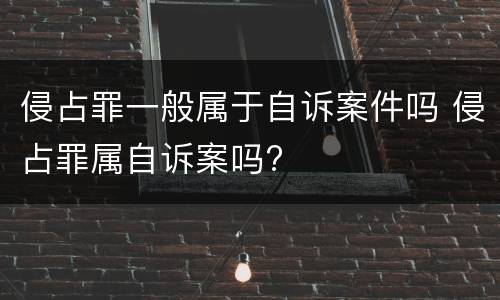 侵占罪一般属于自诉案件吗 侵占罪属自诉案吗?