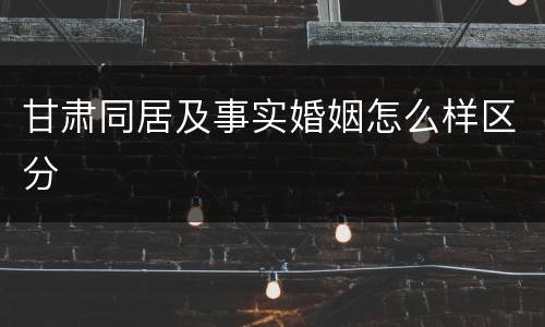 甘肃同居及事实婚姻怎么样区分