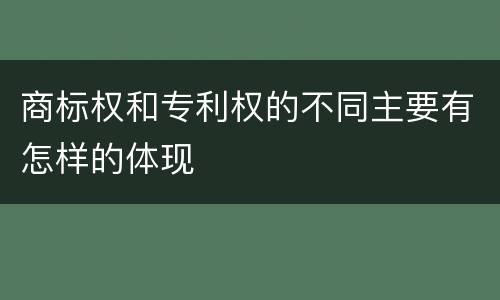 商标权和专利权的不同主要有怎样的体现