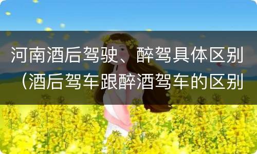 河南酒后驾驶、醉驾具体区别（酒后驾车跟醉酒驾车的区别）