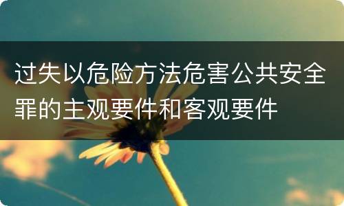 过失以危险方法危害公共安全罪的主观要件和客观要件