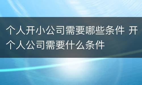 个人开小公司需要哪些条件 开个人公司需要什么条件