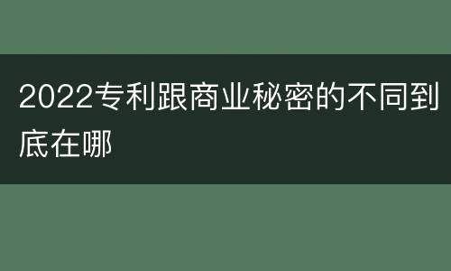 2022专利跟商业秘密的不同到底在哪