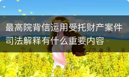 最高院背信运用受托财产案件司法解释有什么重要内容