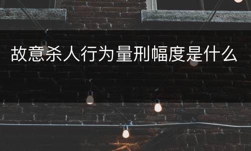 故意杀人行为量刑幅度是什么