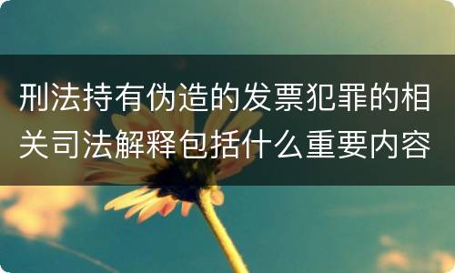 刑法持有伪造的发票犯罪的相关司法解释包括什么重要内容