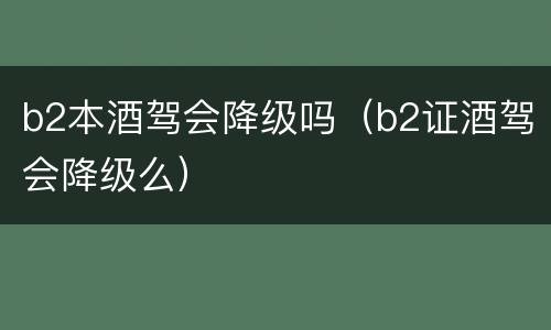 b2本酒驾会降级吗（b2证酒驾会降级么）