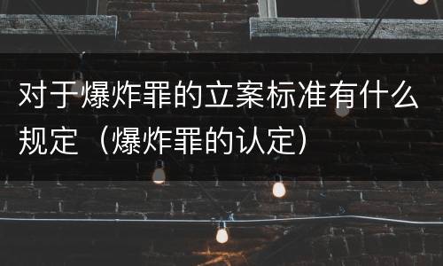 对于爆炸罪的立案标准有什么规定（爆炸罪的认定）