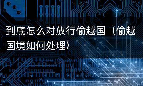 到底怎么对放行偷越国（偷越国境如何处理）