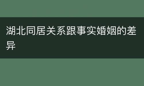 湖北同居关系跟事实婚姻的差异