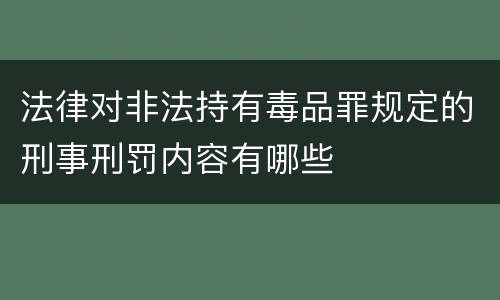 法律对非法持有毒品罪规定的刑事刑罚内容有哪些