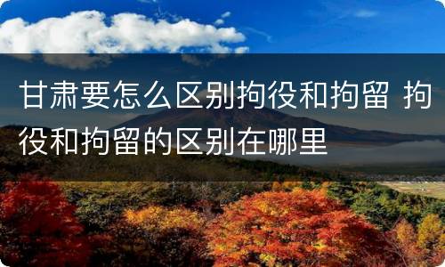 甘肃要怎么区别拘役和拘留 拘役和拘留的区别在哪里