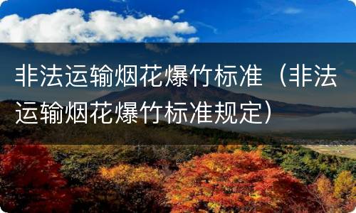 非法运输烟花爆竹标准（非法运输烟花爆竹标准规定）