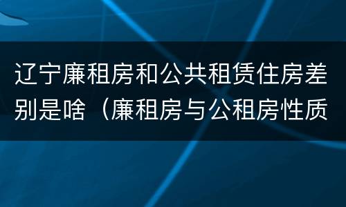 辽宁廉租房和公共租赁住房差别是啥（廉租房与公租房性质是一样的吗）