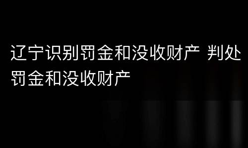 辽宁识别罚金和没收财产 判处罚金和没收财产