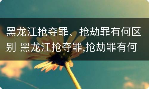 黑龙江抢夺罪、抢劫罪有何区别 黑龙江抢夺罪,抢劫罪有何区别呢