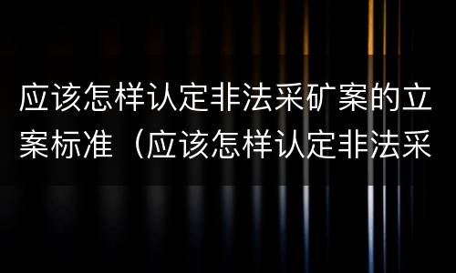 应该怎样认定非法采矿案的立案标准（应该怎样认定非法采矿案的立案标准呢）