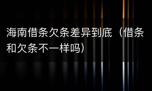 海南借条欠条差异到底（借条和欠条不一样吗）