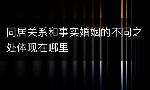 同居关系和事实婚姻的不同之处体现在哪里