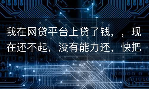 我在网贷平台上贷了钱，，现在还不起，没有能力还，快把家里人气死了，这可怎么办