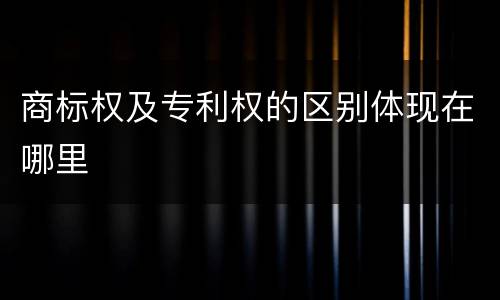 商标权及专利权的区别体现在哪里