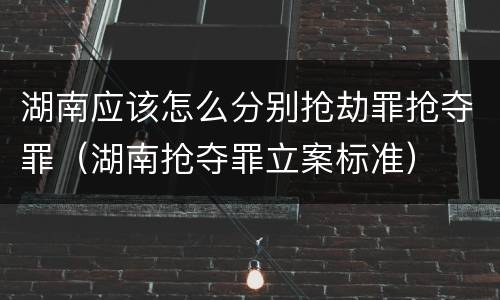 湖南应该怎么分别抢劫罪抢夺罪（湖南抢夺罪立案标准）