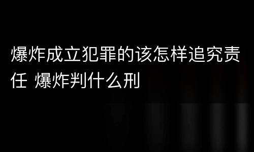 爆炸成立犯罪的该怎样追究责任 爆炸判什么刑