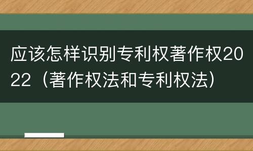 应该怎样识别专利权著作权2022（著作权法和专利权法）