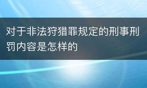 对于非法狩猎罪规定的刑事刑罚内容是怎样的