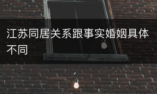 江苏同居关系跟事实婚姻具体不同
