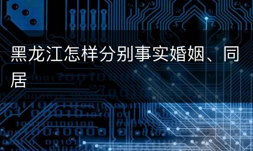 黑龙江怎样分别事实婚姻、同居