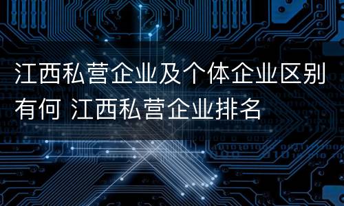 江西私营企业及个体企业区别有何 江西私营企业排名