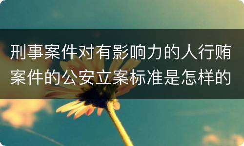 刑事案件对有影响力的人行贿案件的公安立案标准是怎样的