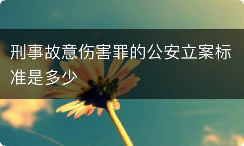 刑事故意伤害罪的公安立案标准是多少