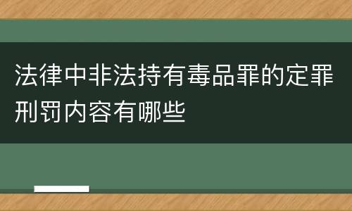 法律中非法持有毒品罪的定罪刑罚内容有哪些