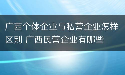 广西个体企业与私营企业怎样区别 广西民营企业有哪些
