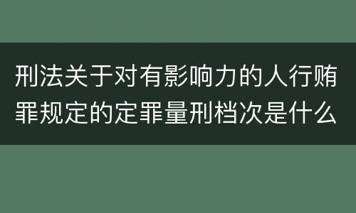 刑法关于对有影响力的人行贿罪规定的定罪量刑档次是什么