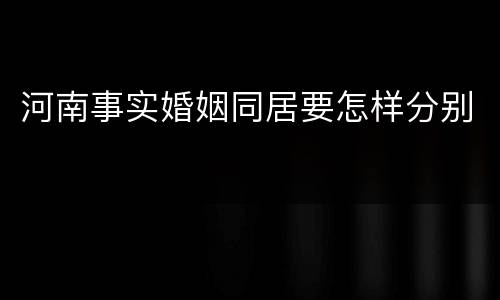 河南事实婚姻同居要怎样分别