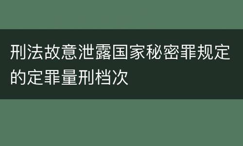 刑法故意泄露国家秘密罪规定的定罪量刑档次