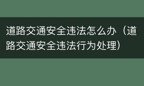 道路交通安全违法怎么办（道路交通安全违法行为处理）