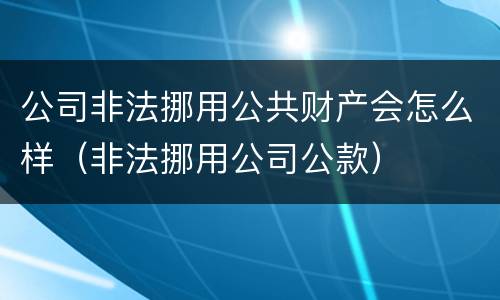 公司非法挪用公共财产会怎么样（非法挪用公司公款）