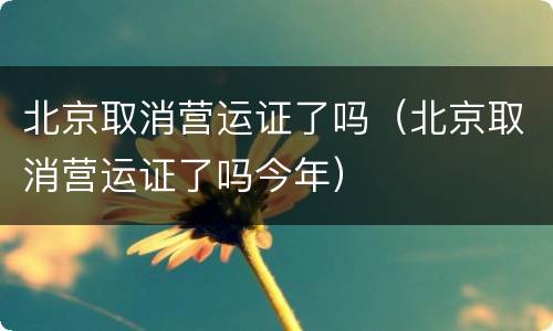 北京取消营运证了吗（北京取消营运证了吗今年）