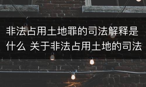 非法占用土地罪的司法解释是什么 关于非法占用土地的司法解释