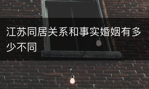 江苏同居关系和事实婚姻有多少不同
