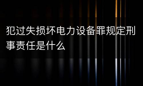 犯过失损坏电力设备罪规定刑事责任是什么