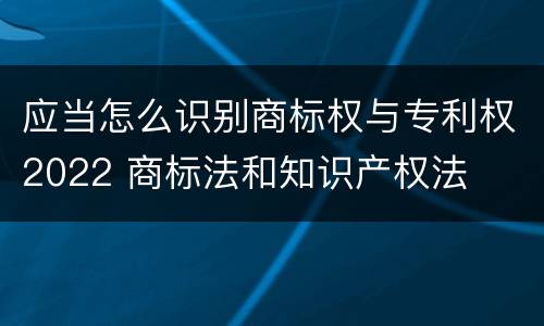 应当怎么识别商标权与专利权2022 商标法和知识产权法